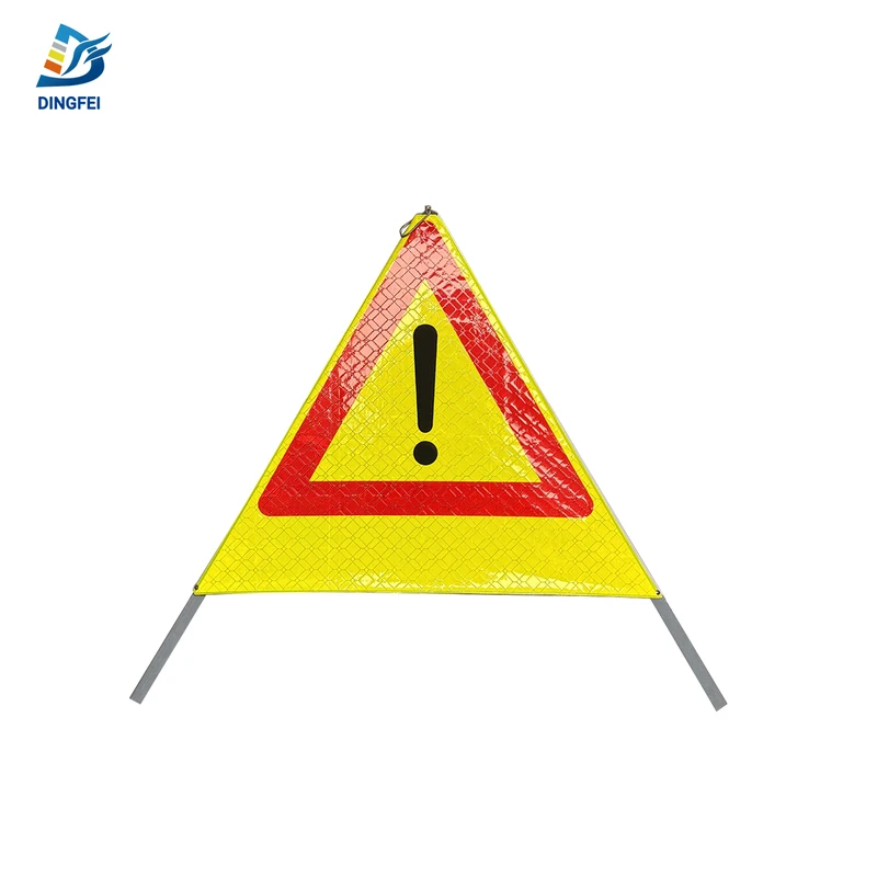 Fluorescent Yellow Warning Signal Reflective Folding Tripod Warning Sign 3 Fluorescent Yellow Warning Signal Reflective Folding Tripod Warning Sign 3