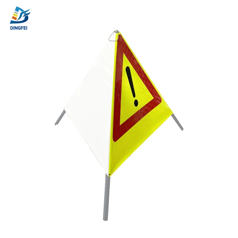 Fluorescent Yellow Warning Signal Reflective Folding Tripod Warning Sign 7 Fluorescent Yellow Warning Signal Reflective Folding Tripod Warning Sign 7